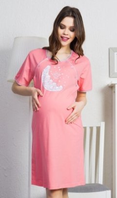 Dámská noční košile mateřská Beránci Pyžama a župany - Ženy - Dámské noční košile - Kojící noční košile - Kojící noční košile s krátkým rukávem
