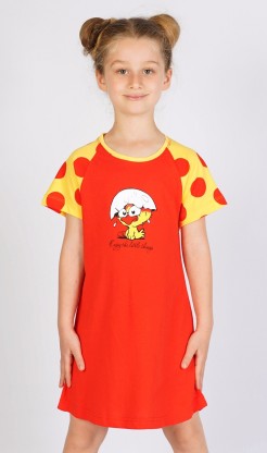 Dětská noční košile s krátkým rukávem Malé kuře - Dívčí noční košile s krátkým rukávem