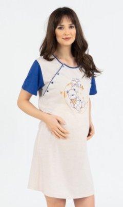 Dámská noční košile mateřská Méďa Smile Pyžama a župany - Ženy - Dámské noční košile - Kojící noční košile - Kojící noční košile s krátkým rukávem