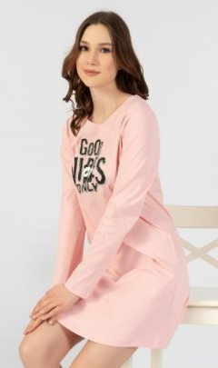 Dámská noční košile s dlouhým rukávem Good vibes Pyžama a župany - Ženy - Dámské noční košile - Dámské noční košile s dlouhým rukávem