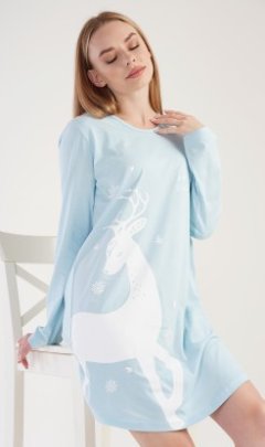 Dámská noční košile s dlouhým rukávem Jelen Pyžama a župany - Ženy - Dámské noční košile - Dámské noční košile s dlouhým rukávem