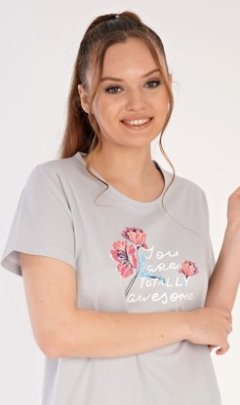 Dámská noční košile s krátkým rukávem Cassie Pyžama a župany - Ženy - Dámské noční košile - Dámské noční košile s krátkým rukávem