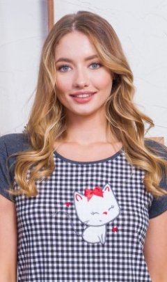 Dámská noční košile s krátkým rukávem Kotě s mašličkou 2