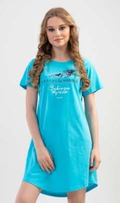 Dámská noční košile s krátkým rukávem Moře Pyžama a župany - Ženy - Dámské noční košile - Dámské noční košile s krátkým rukávem