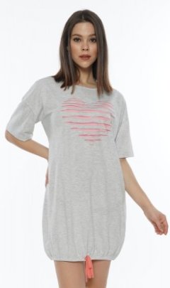 Dámské domácí šaty s krátkým rukávem Srdce Pyžama a župany - Ženy - Dámské noční košile - Dámské noční košile s krátkým rukávem