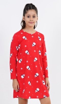 Dětská noční košile s dlouhým rukávem Sněhuláci Pyžama a župany - Děti - Holky - Dívčí noční košile - Dívčí noční košile s dlouhým rukávem