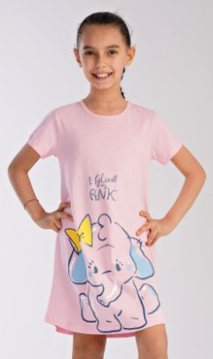 Dětská noční košile s krátkým rukávem Slon Pyžama a župany - Děti - Holky - Dívčí noční košile - Dívčí noční košile s krátkým rukávem