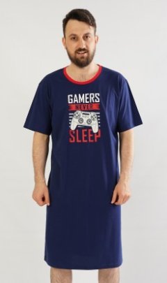 Pánská noční košile s krátkým rukávem Hra Pyžama a župany - Muži - Pánské noční košile - Nadměrné pánské noční košile
