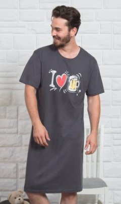 Pánská noční košile s krátkým rukávem I love beer Pyžama a župany - Muži - Pánské noční košile - Nadměrné pánské noční košile