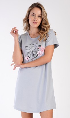 Dámská noční košile s krátkým rukávem Butterfly - Dámské noční košile s krátkým rukávem