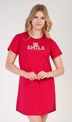 Dámská noční košile s krátkým rukávem Méďa Smile - Dámské noční košile s krátkým rukávem