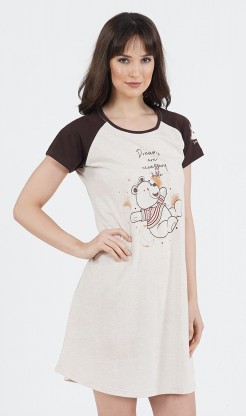 Dámská noční košile s krátkým rukávem Méďa - Dámské noční košile s krátkým rukávem