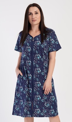 Dámské domácí šaty s krátkým rukávem Lekníny - Nadměrné dámské noční košile