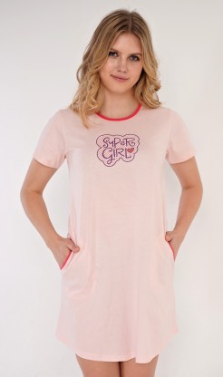 Dámské domácí šaty s krátkým rukávem Super girl - Dámské noční košile s krátkým rukávem