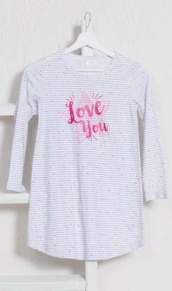 Dětská noční košile s dlouhým rukávem Love you - Dívčí noční košile s dlouhým rukávem