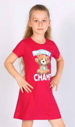 Dětská noční košile s krátkým rukávem Méďa - Dívčí noční košile s krátkým rukávem