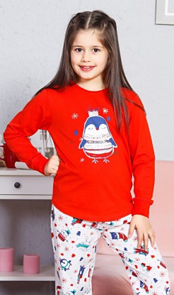 Dětské pyžamo dlouhé Tučňák velký - Dívčí pyžama s dlouhým rukávem